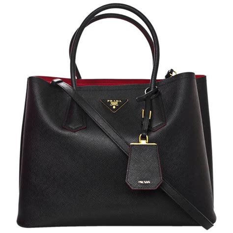 prada purse-milano-black leather with red interior|Prada shoulder bag price.